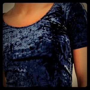 Dark blue velvet crop top